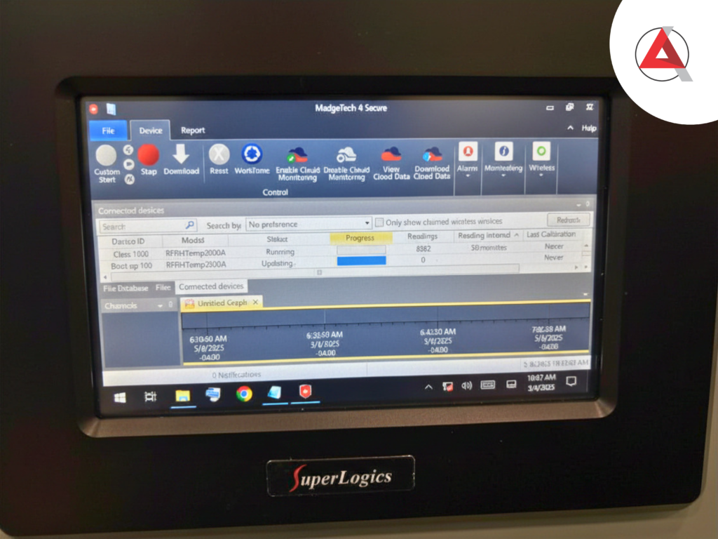 A digital facility management interface displaying real-time data for PUE monitoring and thermal load efficiency in a modern data center.