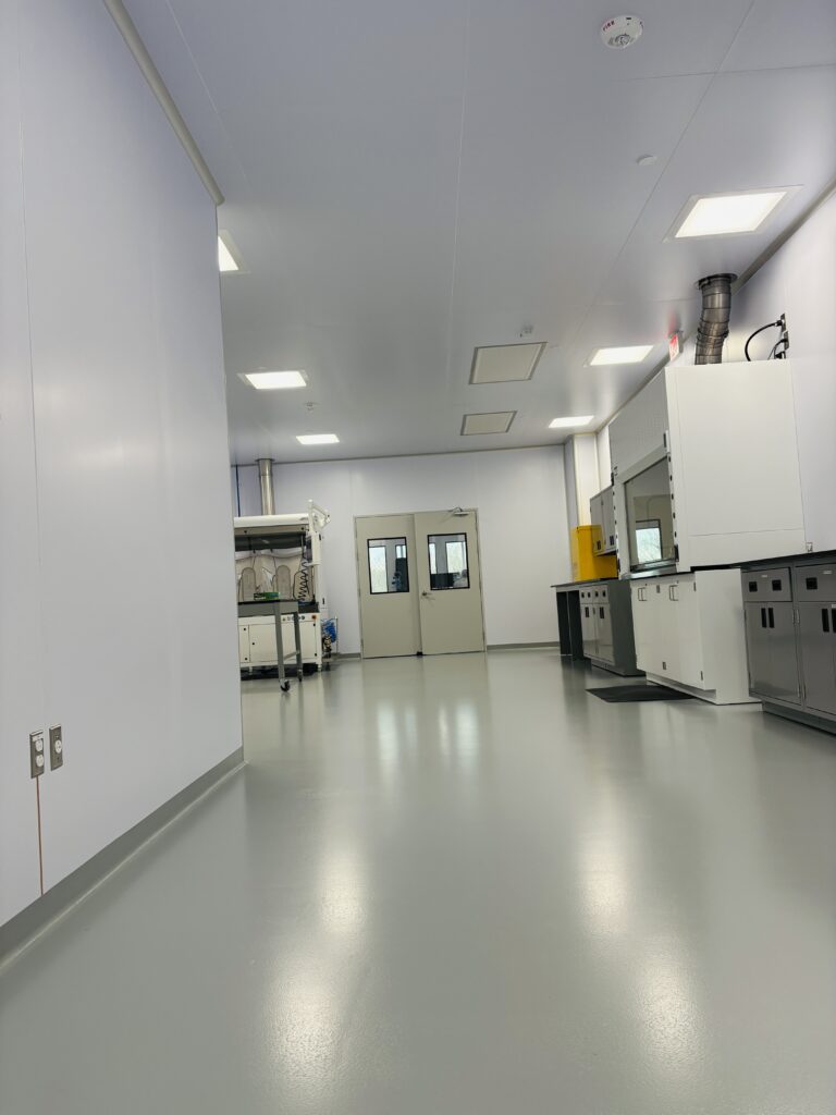 Cleanroom facility fit-out with utilities and equipment integrated into the envelope