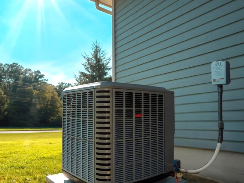 Central air conditioner outside an Ontario home