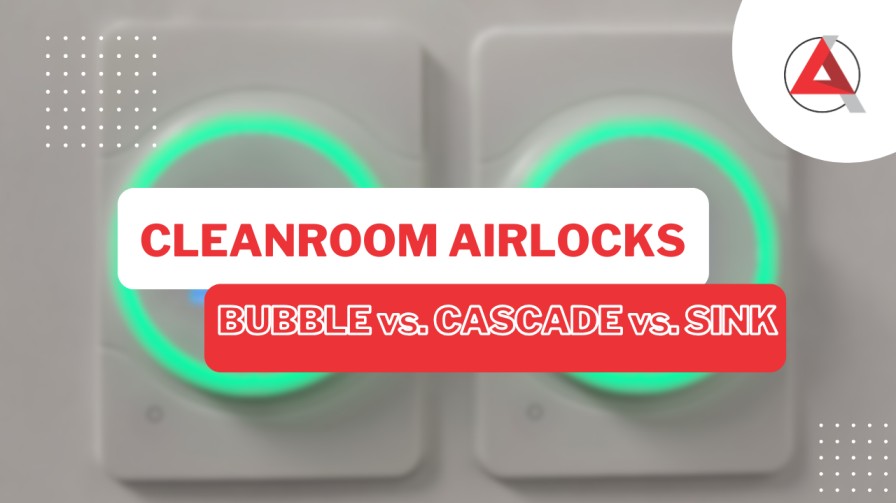 Two digital differential pressure gauges showing negative Pascal pressure readings for cleanroom airlock monitoring