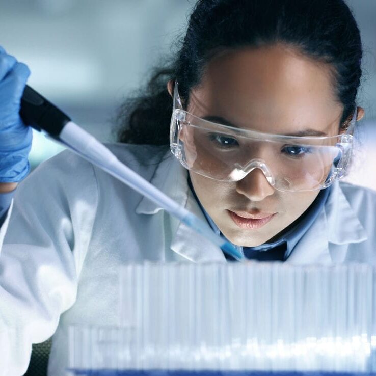 woman working in laboratory cleanroom